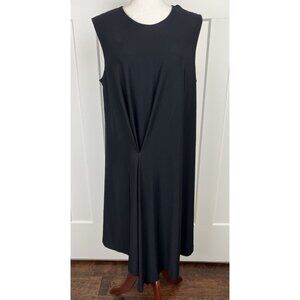 COS Black Asymmetrical Midi Dress L Architectural Draped Minimalist Sleeveless